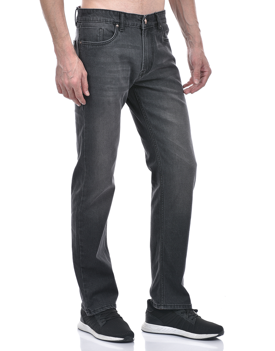 Numero Uno Men Solid Dark Grey Jeans
